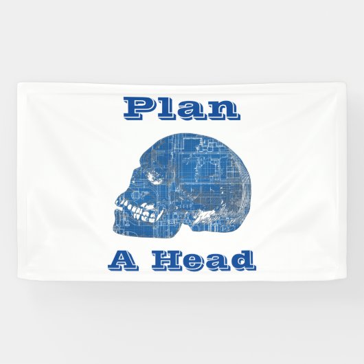Plan een hoofd Humorische Blauwdruk Spandoek (Horizontaal)