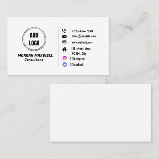 Plan een wit ontwerp visitekaartje (Voorkant / Achterkant)