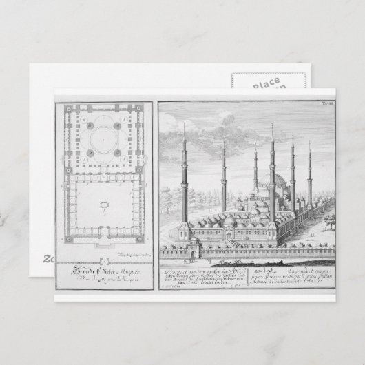 Plan en Uitzicht van de Blauwe Moskee (1609-16), g Briefkaart (Voorkant / Achterkant)