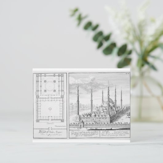 Plan en Uitzicht van de Blauwe Moskee (1609-16), g Briefkaart (Staand voorkant)