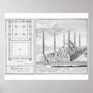 Plan en Uitzicht van de Blauwe Moskee (1609-16), g Poster