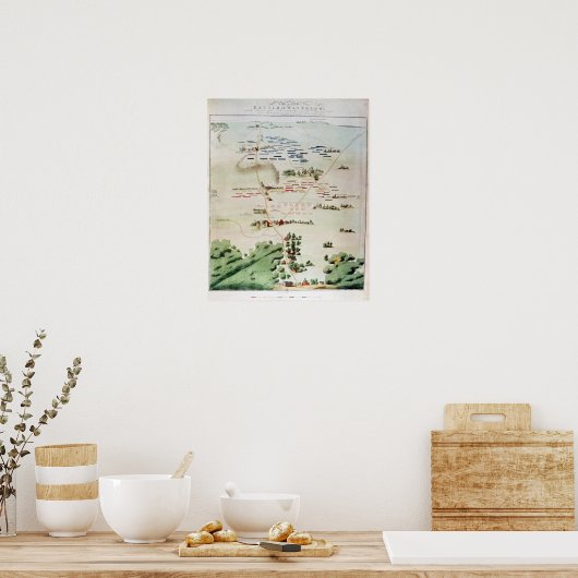 Plan en uitzicht van de Waterloopslag Poster (Keuken)