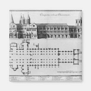 Plan en verhoging van Cluny Abbey Magneet