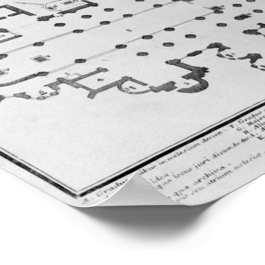 Plan en verhoging van Cluny Abbey Poster (Hoek)