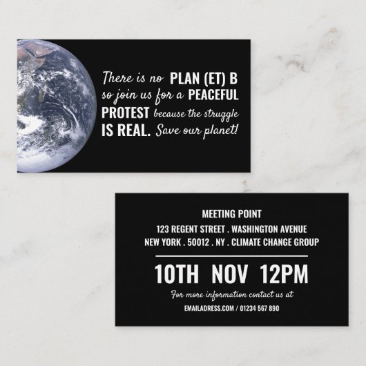 plan (et) b, ontmoetingspunt klimaatverandering ui visitekaartje (Voorkant / Achterkant)