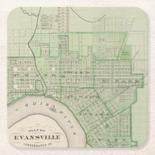 Plan Evansville, Vanderburgh Co. Kartonnen Onderzetters