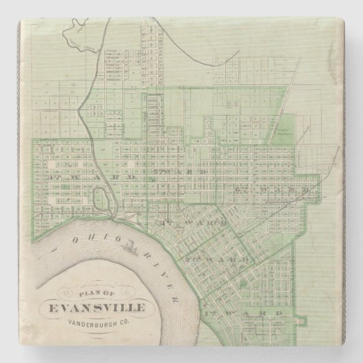 Plan Evansville, Vanderburgh Co. Stenen Onderzetter (Voorkant)