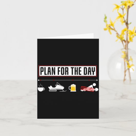 Plan For The Day Funny Snowmobile Kaart (Gele Bloem)