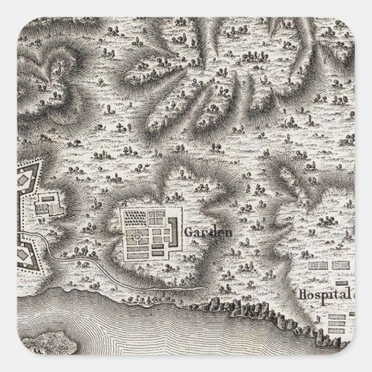 Plan Fort Des Ecores in Margot Vierkante Sticker (Voorkant)