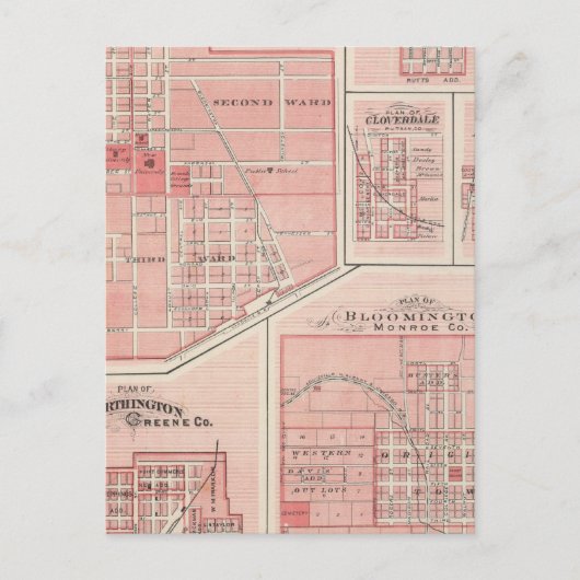 Plan Green Castle, Putnam Co met Bloomington Briefkaart (Voorkant)