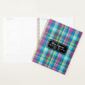 Plan het werk het Plan Turquoise Paarse Plaid Planner (Display)