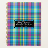 Plan het werk het Plan Turquoise Paarse Plaid Planner (Voorkant)