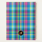 Plan het werk het Plan Turquoise Paarse Plaid Planner (Achterkant)