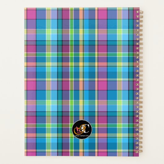 Plan het werk het Plan Turquoise Paarse Plaid Planner (Achterkant)