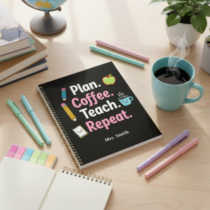 Plan. Koffie. Lesgeven. Herhalen. Grappige Weerpla Planner