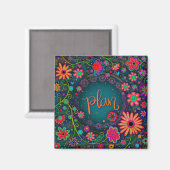 Plan  Leuk Kleurrijke Floral Inspirivity Magneet (Voorkant / Achterkant)