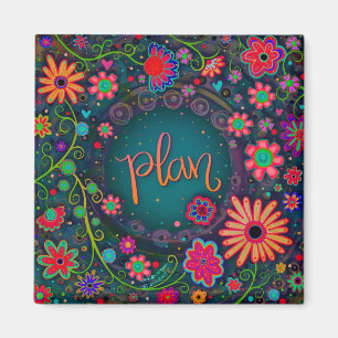 Plan  Leuk Kleurrijke Floral Inspirivity Magneet