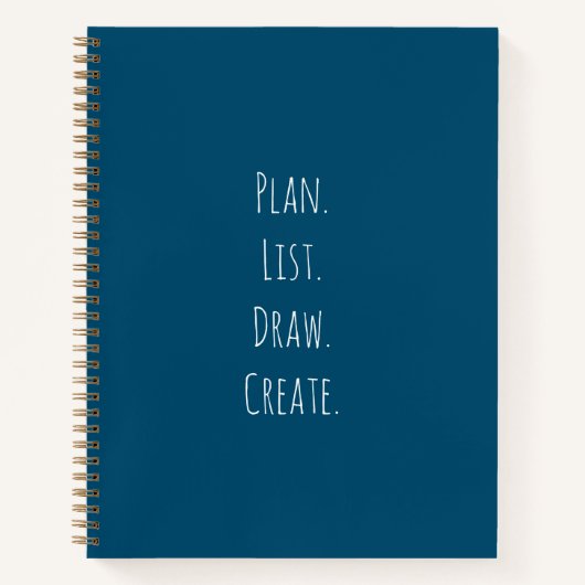 Plan. Lijst. Teken. Creëer. Blue Bullet Journal Notitieboek (Voorkant)