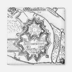 Plan Mannheim, Duitsland 1690 Magneet