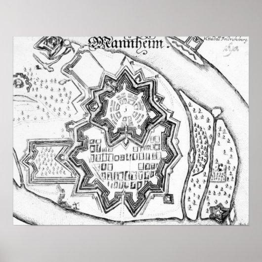Plan Mannheim, Duitsland 1690 Poster (Voorkant)