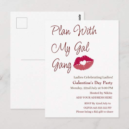 Plan met mijn Gal Gang gepersonaliseerde Galentine Briefkaart (Voorkant / Achterkant)