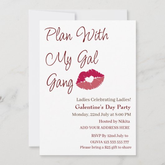 Plan met mijn Gal Gang gepersonaliseerde Galentine Kaart (Voorkant)