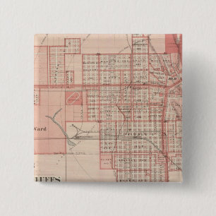 Plan of Council Bluffs, Pottawattamie Co. Vierkante Button 5,1 Cm
