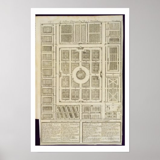 Plan of the King's Vegetable Gardens at Versailles Poster (Voorkant)