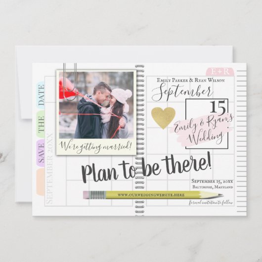 Plan om er te zijn Bullet Journal Kalender Foto Save The Date (Voorkant)