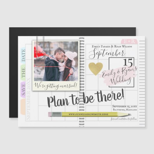 Plan om er te zijn Planner Kalender Save the Date Magnetische Uitnodiging (Voorkant / Achterkant)
