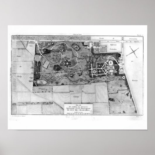 Plan Parc Monceau in Parijs Poster (Voorkant)