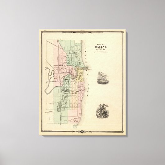 Plan Racine, graafschap Racine Co Canvas Afdruk (Voorkant)