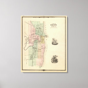 Plan Racine, graafschap Racine Co Canvas Afdruk