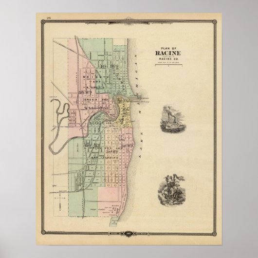 Plan Racine, graafschap Racine Co Poster (Voorkant)
