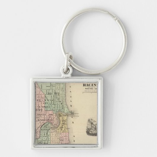 Plan Racine, graafschap Racine Co Sleutelhanger (Voorkant)