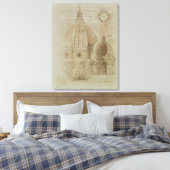 Plan, Sectie en Hoogte van de Kathedraal van Flore Canvas Afdruk (Insitu (Slaapkamer))