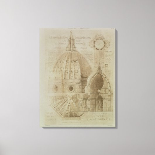 Plan, Sectie en Hoogte van de Kathedraal van Flore Canvas Afdruk (Voorkant)