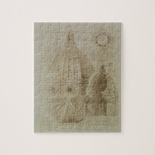 Plan, Sectie en Hoogte van de Kathedraal van Flore Legpuzzel (Verticaal)
