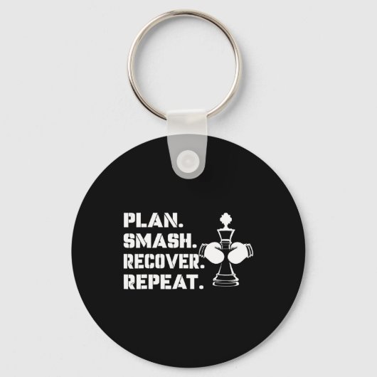 Plan. Smash. Recover. Repeat.' - Schaakboksen Sleutelhanger (Voorkant)