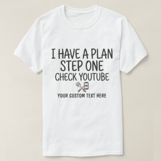 Plan Stap Eén YouTube Check Grappige BBQ T-shirt
