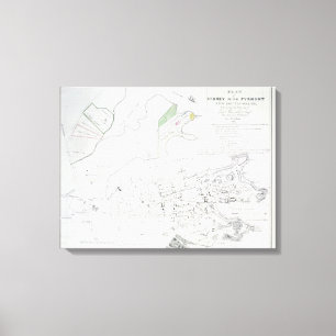 Plan Sydney met Pyrmont, New South Wales, het Canvas Afdruk