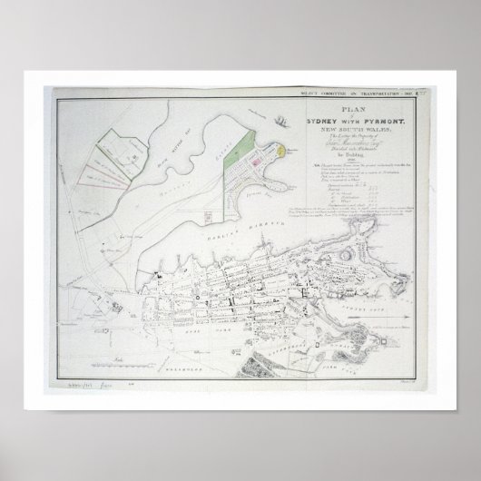 Plan Sydney met Pyrmont, New South Wales, het Poster (Voorkant)