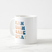 Plan Teach Grade Herhaal Grappige Leraar Quote Koffiemok (Voorkant links)