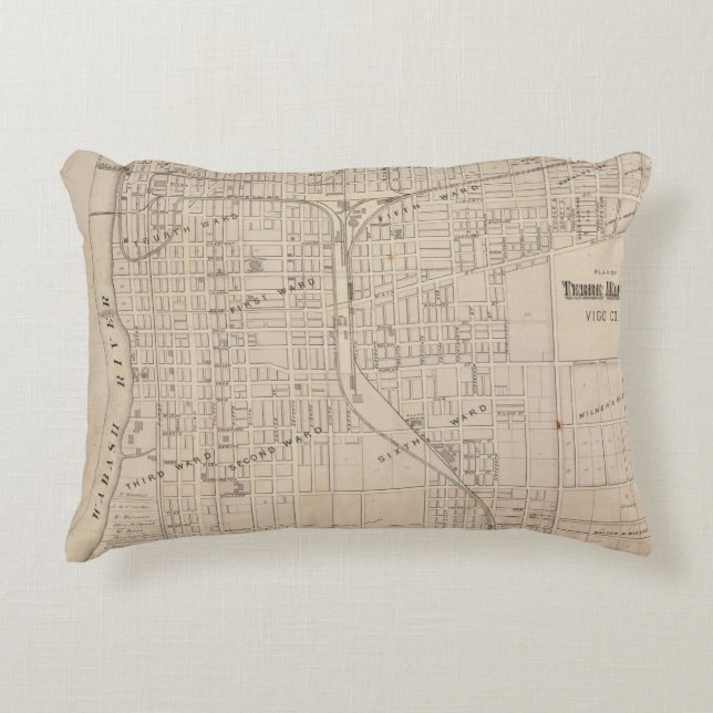Plan Terre Haute, Vigo Co Decoratief Kussen (Voorkant)