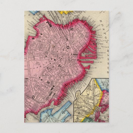 Plan van Boston Briefkaart (Voorkant)