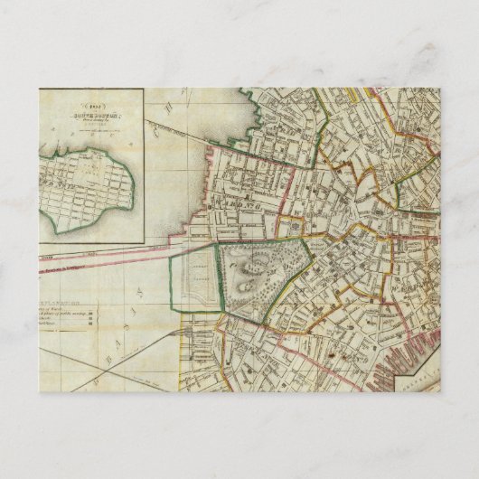 Plan van Boston en Charleston Briefkaart (Voorkant)