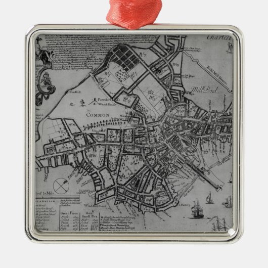 Plan van Boston, New England, 1739 Metalen Ornament (Voorkant)