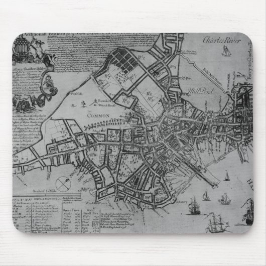 Plan van Boston, New England, 1739 Muismat (Voorkant)