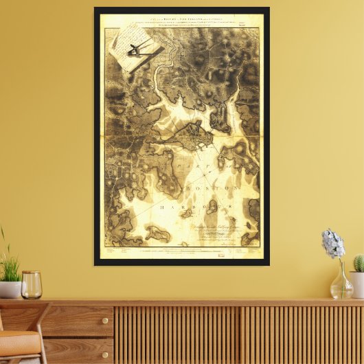 Plan van Boston van Henry Pelham (1775-1776) Canvas Afdruk (Insitu (Woonkamer))