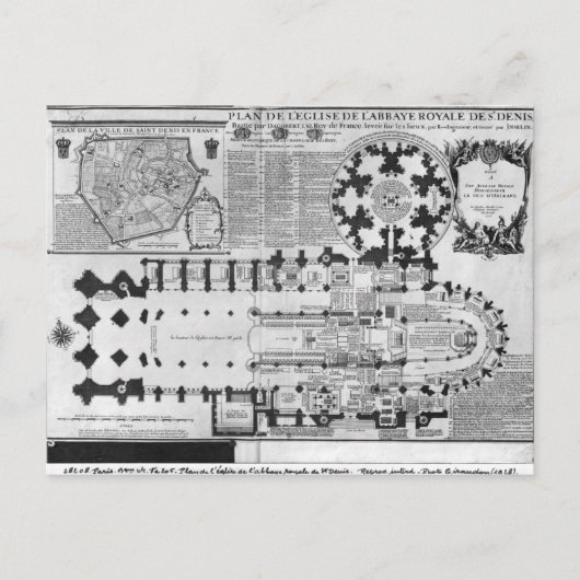 Plan van de Abbey Church of St. Denis, 1705 Briefkaart (Voorkant)
